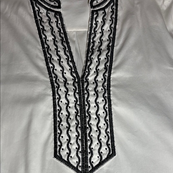 Chico’s White Blouse with Black Embroidery and Beading - Picture 4 of 5